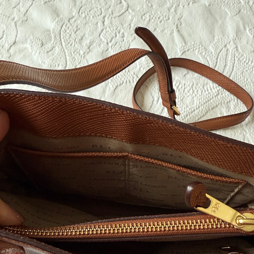 Lauren Ralph Brown Leather Crossbody Bag - Picture 6 of 7